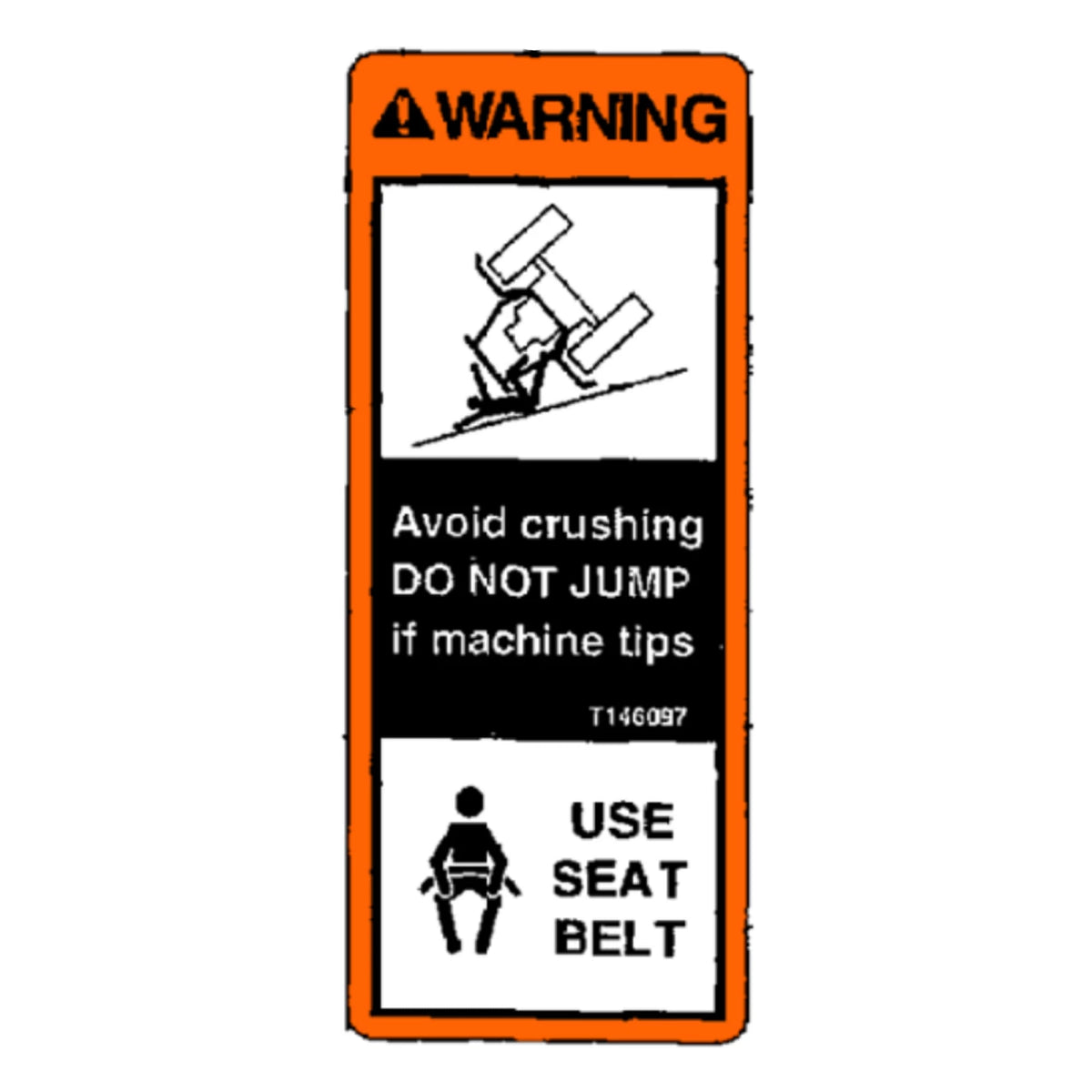 T146097: Fits John Deere T146097 Seat Belt Warning Label, English – Genuine OEM