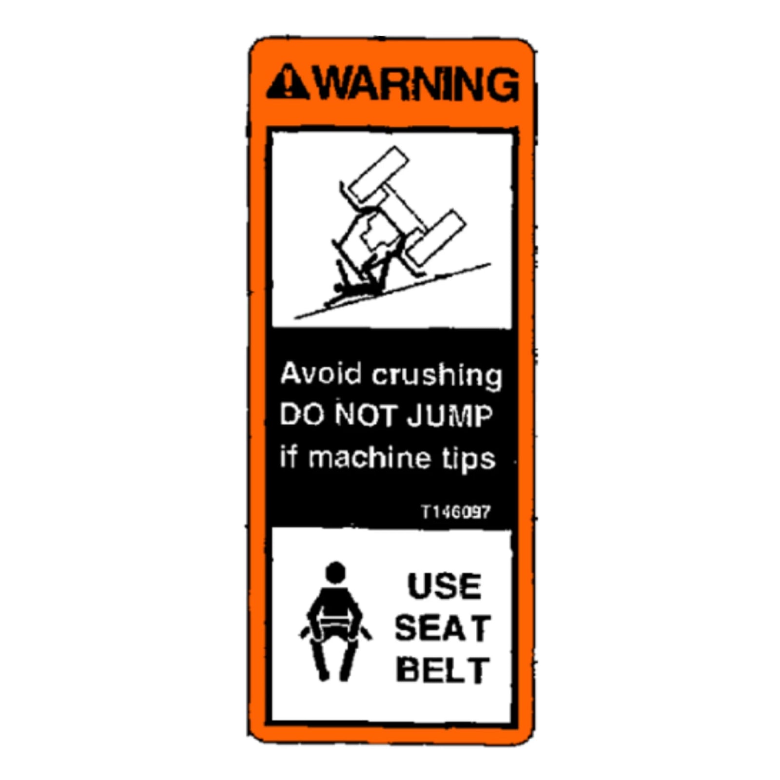 T146097: Fits John Deere T146097 Seat Belt Warning Label, English – Genuine OEM