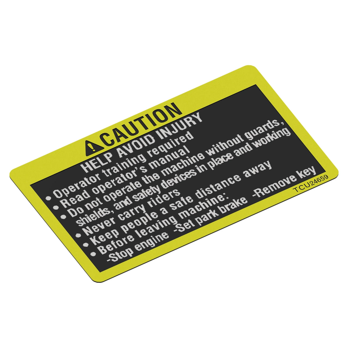 TCU24659: Fits John Deere TCU24659 General Caution Safety Sign, English – Genuine OEM