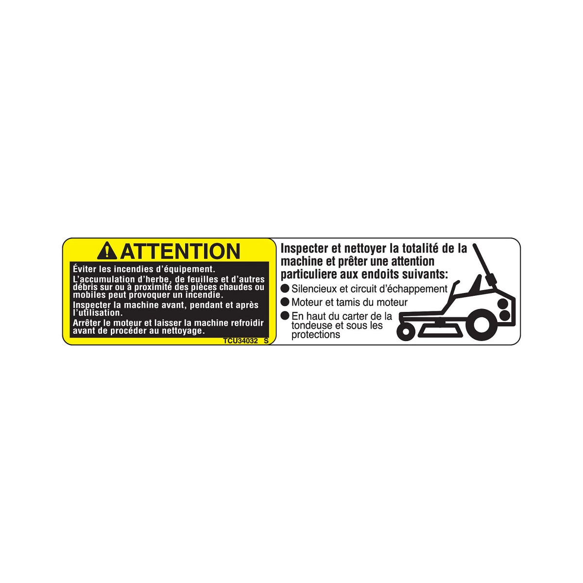 TCU34032: Fits John Deere TCU34032 Cleanout Label – Genuine OEM