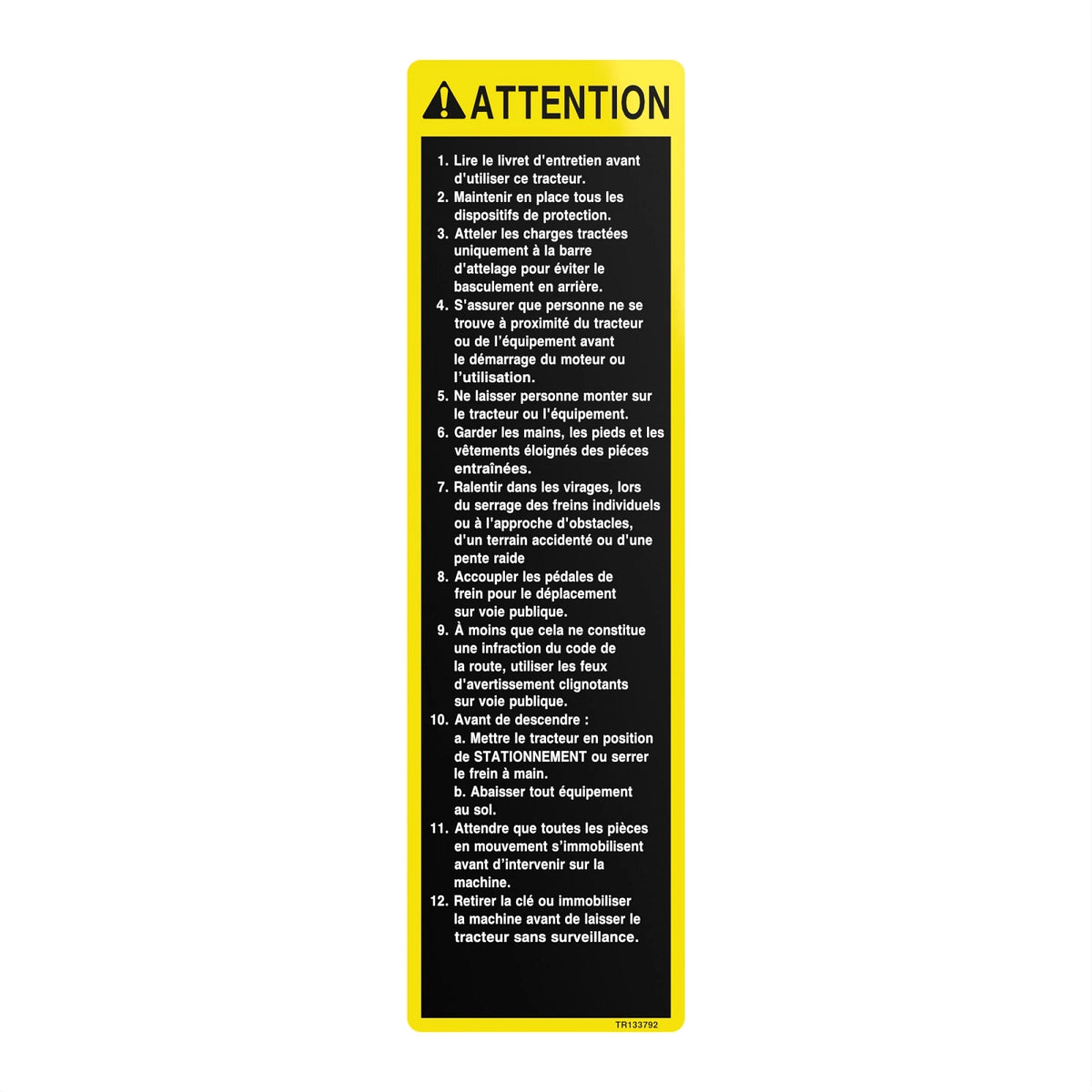 TR133792: Fits John Deere TR133792 Label – Genuine OEM