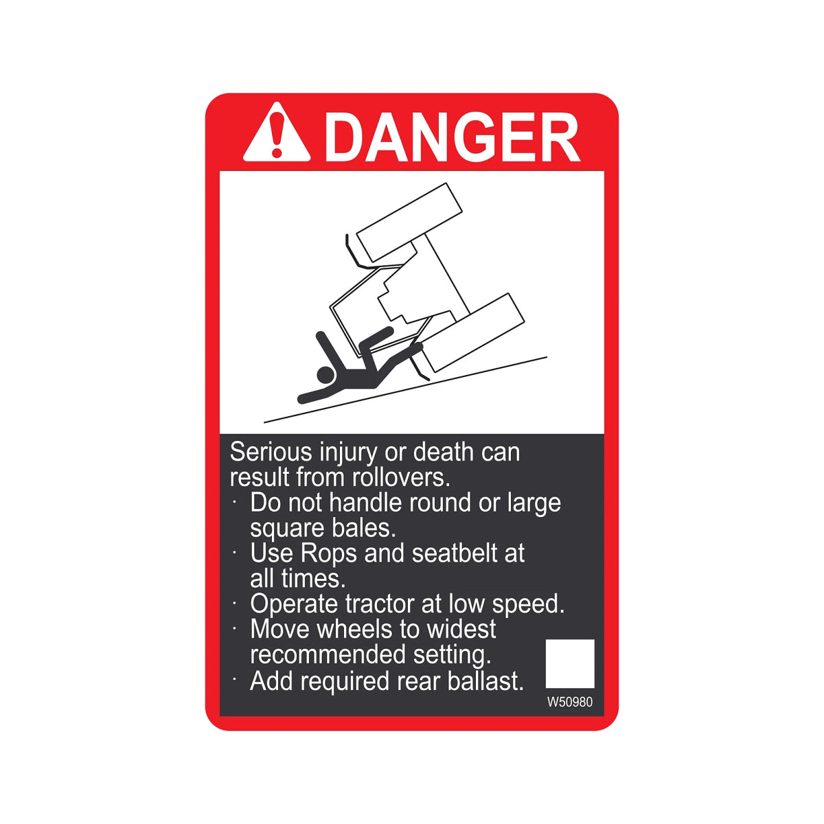 W50980: Fits John Deere W50980 Label, English – Genuine OEM