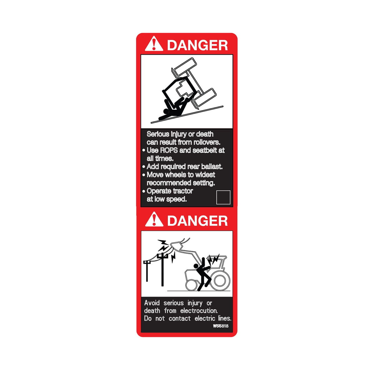 W55818: Fits John Deere W55818 Danger Sign Label – Genuine OEM