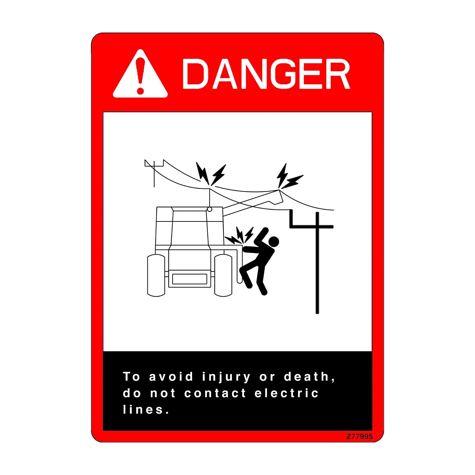 Z77995: Fits John Deere Z77995 Warning Label – Genuine OEM