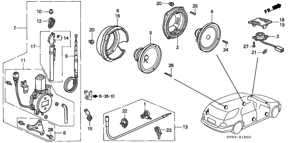 Honda New 1994-1995 Fits Honda Accord Bracket, Part # 39151-SV4-003