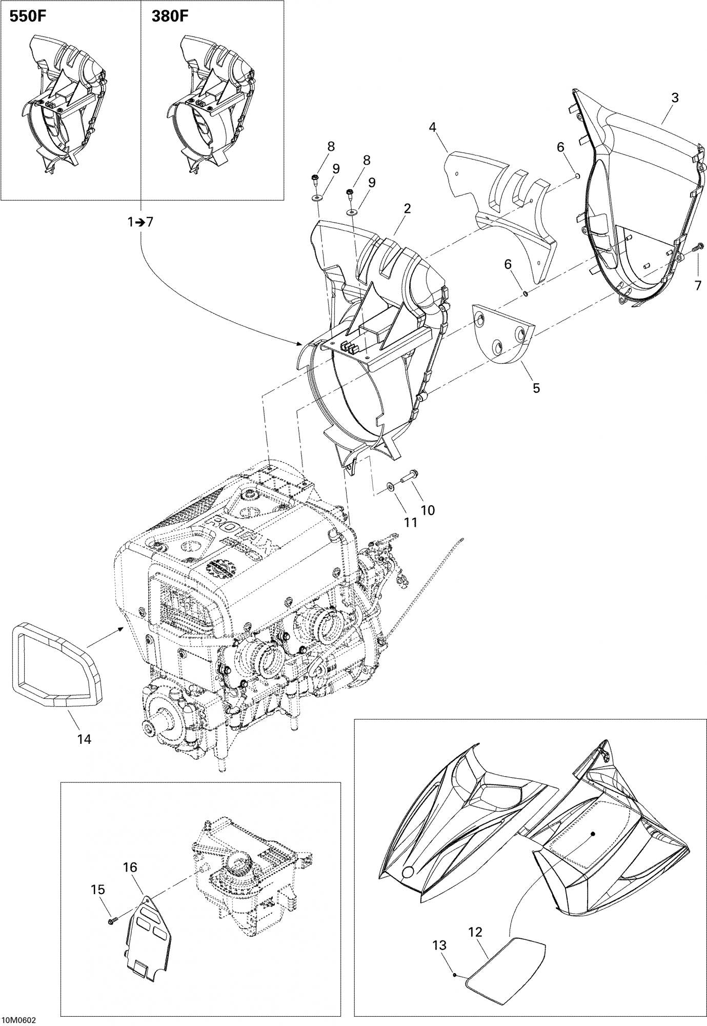 Fits 2005-2006 Ski-Doo GSX 380F / GTX 380F Models Duct Inlet Ass'y Includes 1 To 7, OEM Part # 509000321