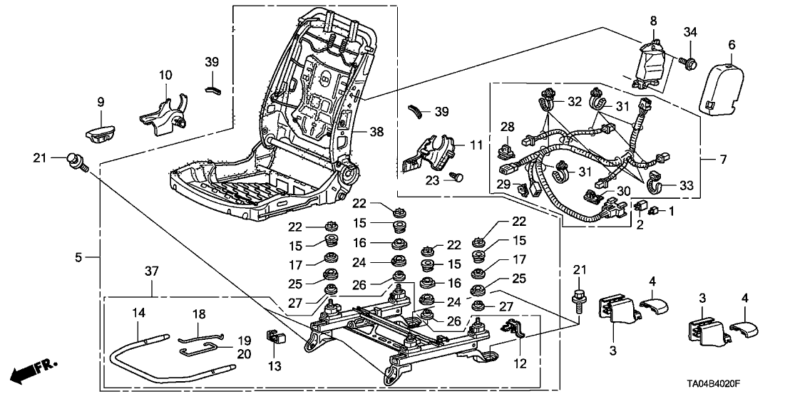 Honda New 2008-2012 Fits Honda Accord Cord, R. FR. Seat OPDS, Part # 81162-TA0-A51