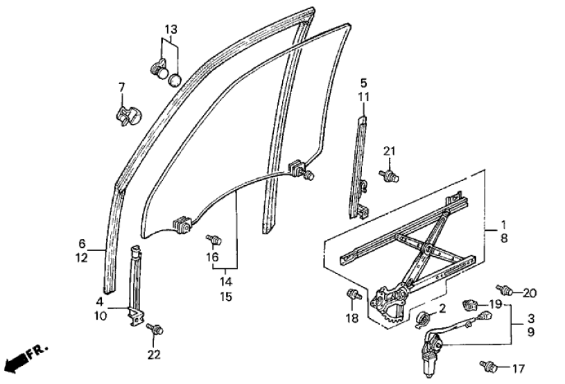 Honda New 1990-1993 Fits Honda Accord Right Front Door Glass Assembly (Green), Part # 73300-SM4-A00