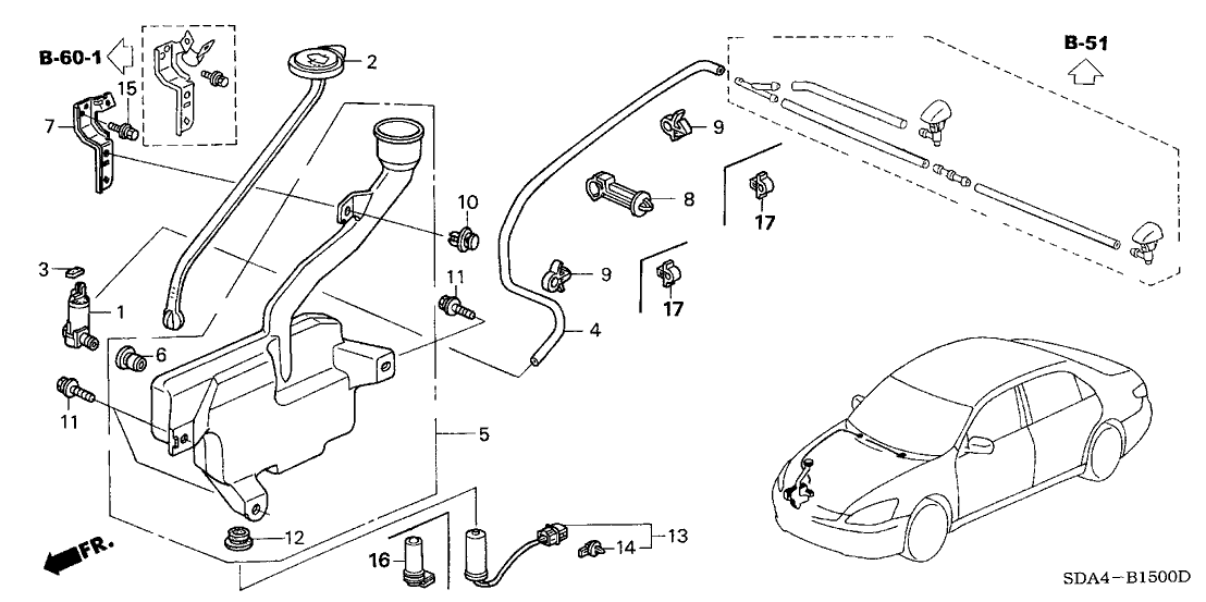 New 2003-2005 Fits Honda Accord Stay, Suction Hose, Part # 80361-SDA-A00