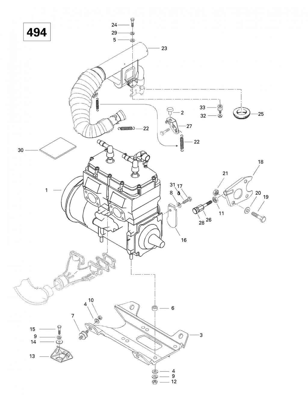Fits 1996-2003 Ski-Doo Formula 500 / Formula 500 Deluxe Models Rubber Mount, OEM Part # 514052743