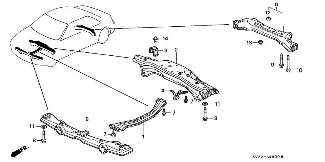 Honda New 1995-1997 Fits Honda Accord Rear Suspension Cross Beam, Part # 50300-SV1-L00