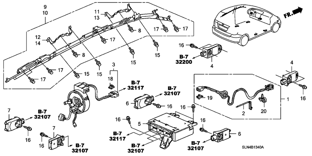New 2007-2008 Fits Honda Fit Bracket, L. FR. Grab Rail, Part # 83291-SLN-A00