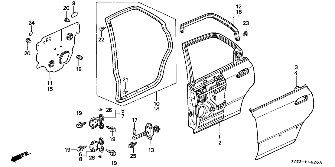 Honda New 1994-1997 Fits Honda Accord Right Rear Door Hole Seal, Part # 72821-SV5-A02