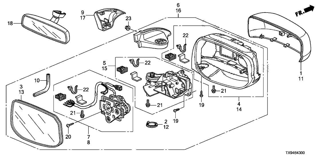 New 2013-2014 Fits Honda Fit EV Cap, Passenger Side Skull (Reflection Blue Pearl), Part # 76201-TF0-E11A2