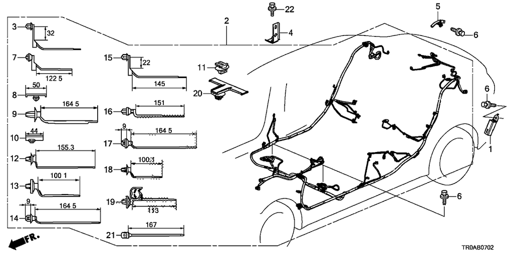 New 2013 Fits Honda Civic Floor Wire Harness, Part # 32107-TR3-A60