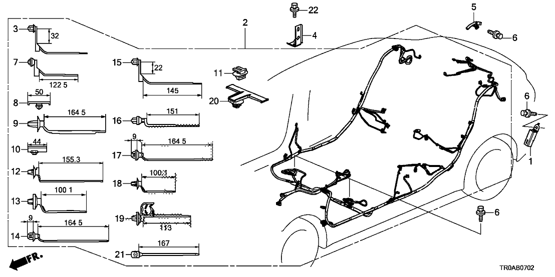 New 2013 Fits Honda Civic Floor Wire Harness, Part # 32107-TR3-A60