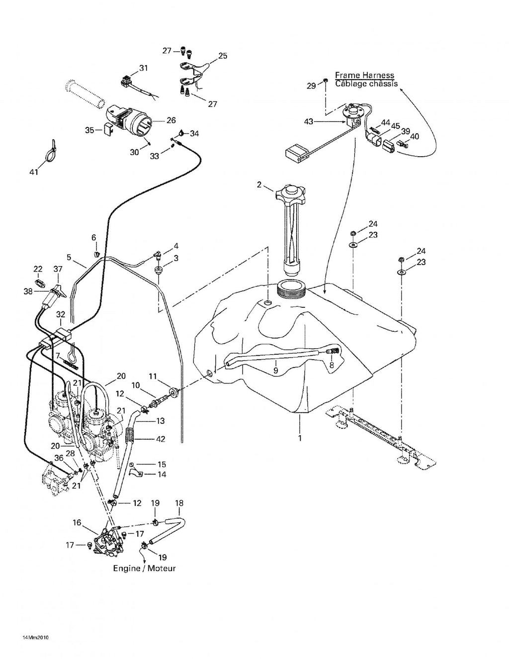 Fits 2000 Ski-Doo Formula Deluxe 600/700 / Formula Z 600/700 Models Throttle Cable, OEM Part # 512059188