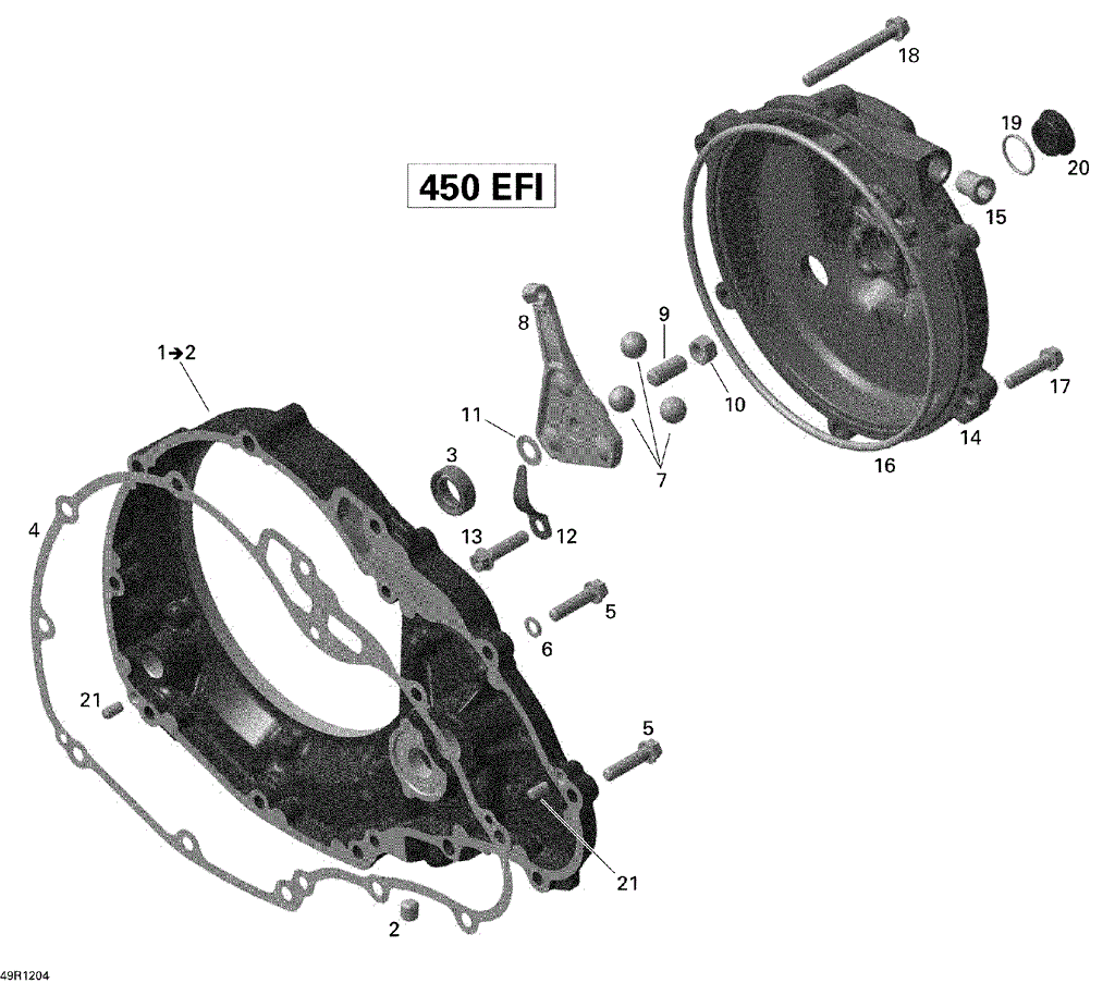 Can-Am - OEM schematic diagram - Part # 2572-420239907 - 01- Clutch Cover - Ref # 12, 13