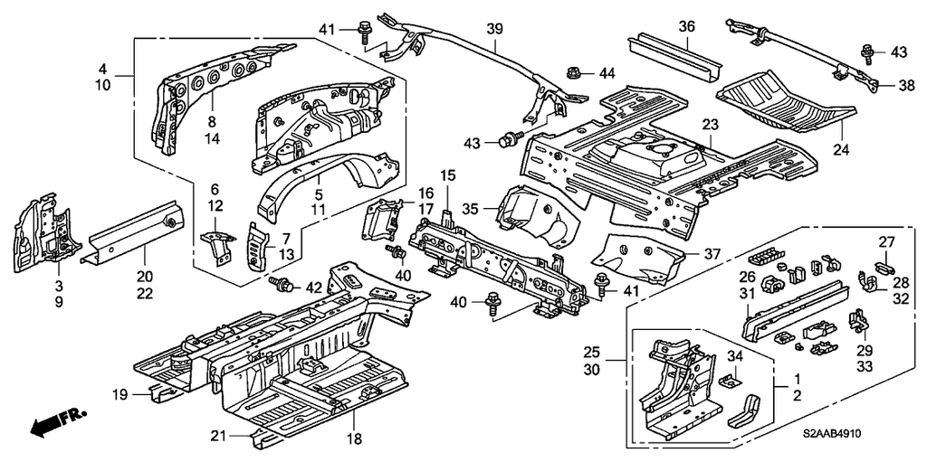 New 2000-2009 Fits Honda S2000 Panel, L. Middle Floor, Part # 65766-S2A-A00ZZ
