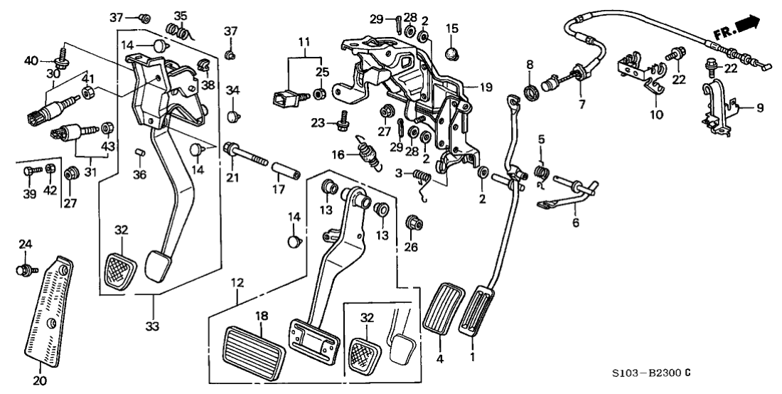 Honda New 1997-2001 Fits Honda CR-V Pedal Bracket, Part # 46590-S10-A81