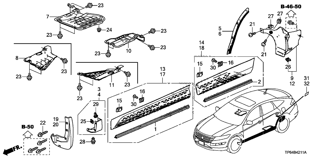 Honda New 2012 Fits Honda Crosstour Garnish Assy., R. RR. Door (Lower) *R548P* (BASQUE RED PEARL II), Part # 75313-TP6-A01ZL