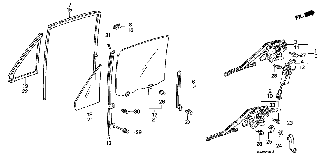 Honda New 1989 Fits Honda Accord Glass, R. RR. Door Quarter, Part # 73416-SE5-A10