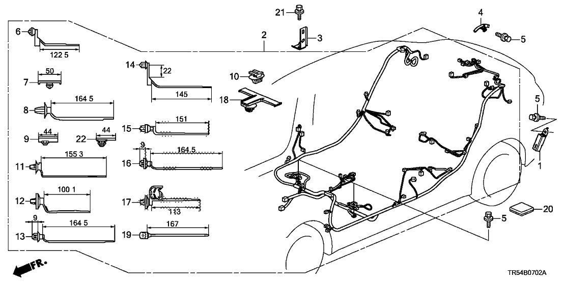 Honda New 2012 Fits Honda Civic Floor Wire Harness, Part # 32107-TR5-A10