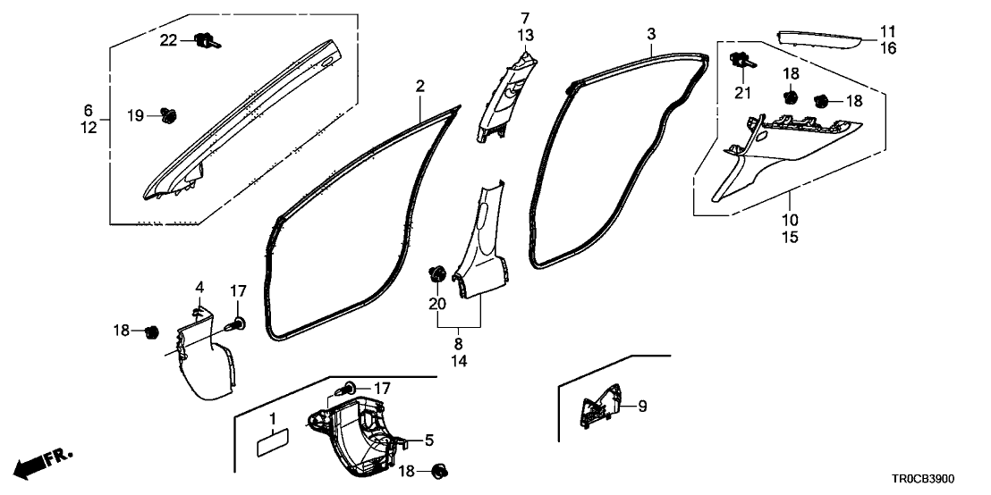 Honda New 2013-2015 Fits Honda Civic Garnish Assy., R. FR. Pillar *NH686L* (WARM GRAY), Part # 84101-TR3-A01ZA