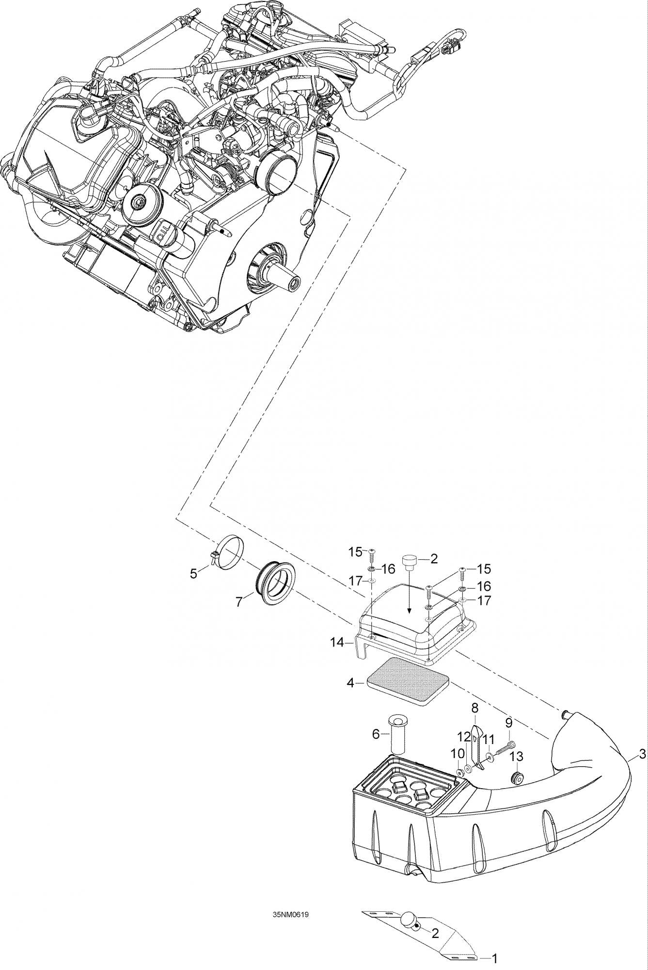 Fits 2004-2006 Ski-Doo Expedition 4-TEC / Expedition V-1000 Air Intake Cover, OEM Part # 605250565