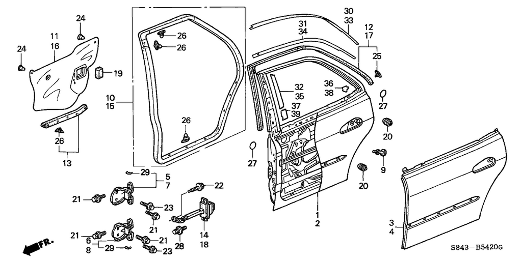 New 1998-2002 Fits Honda Accord Right Rear Door Weatherstrip, Part # 72810-S84-A01