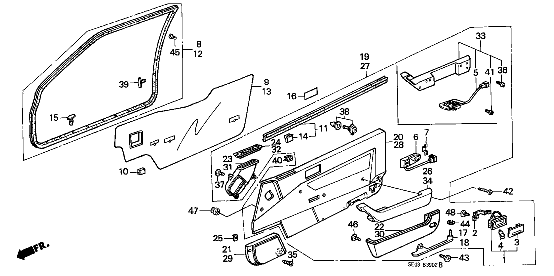 Honda New 1987 Fits Honda Accord Lining Assy., R. FR. Door *R53L* (PALMY RED), Part # 83500-SE0-A11ZC