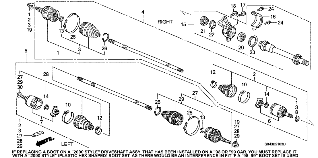 Honda New 1994-1999 Fits Honda Accord Set, Outboard Joint, Part # 44014-S84-A53