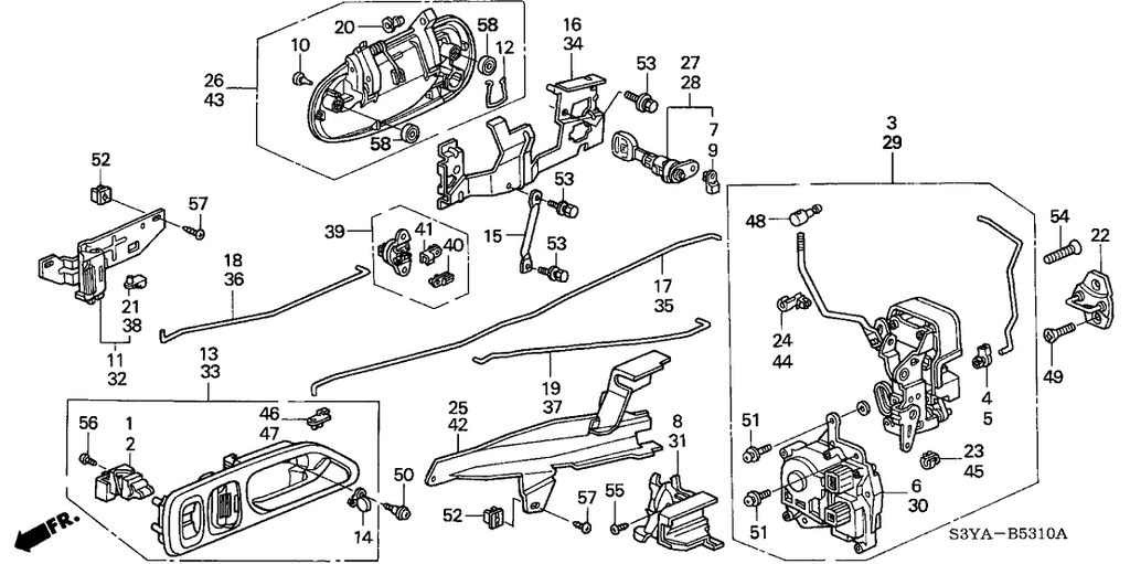 New 2000-2006 Fits Honda Insight Protector, L. FR. Door Handle (Outer), Part # 72170-S3Y-003