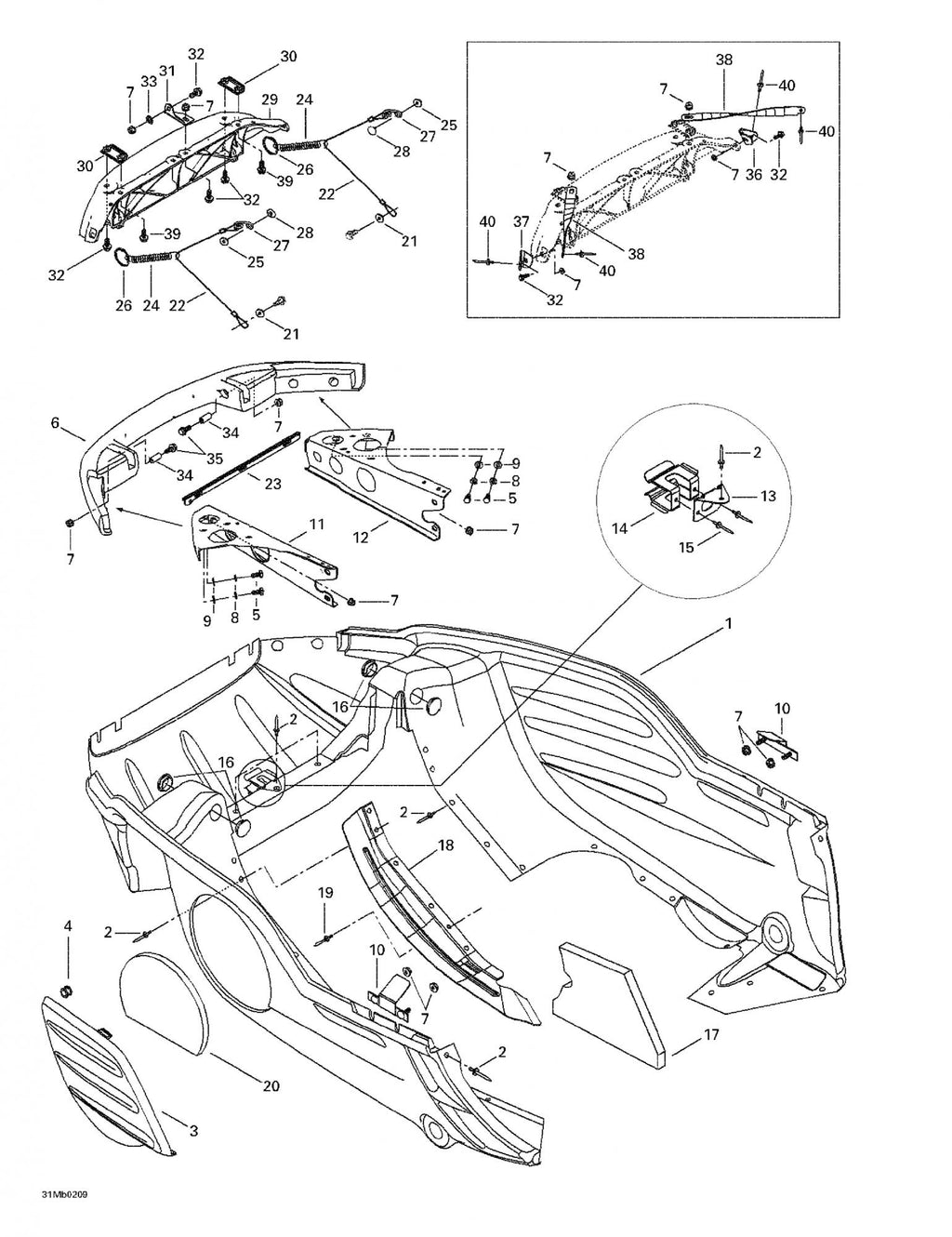 Fits 1999-2005 Ski-Doo Formula Deluxe 500/600/700 / Formula Deluxe 600/700 Models LH Support, OEM Part # 502006597