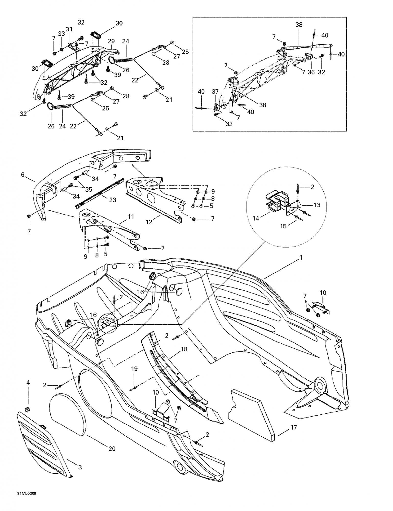 Fits 1999-2005 Ski-Doo Formula Deluxe 500/600/700 / Formula Deluxe 600/700 Models LH Support, OEM Part # 502006597