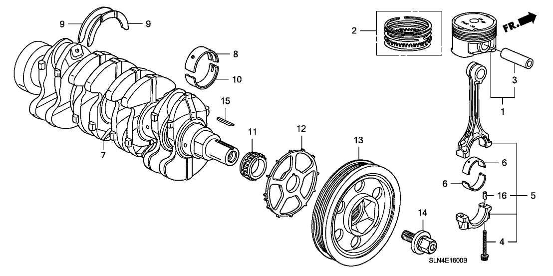Honda New 2007-2008 Fits Honda Fit Crankshaft, Part # 13310-PWC-000