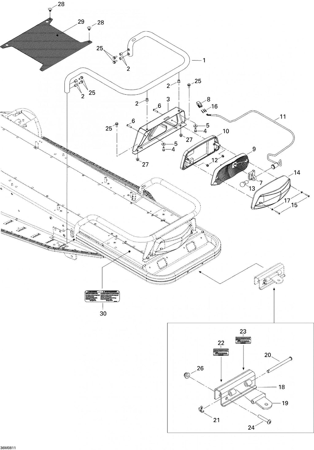 Fits 2007-2009 Ski-Doo EXPEDITION SPORT 550F / Expedition Sport V-800 Models Hitch, Black, OEM Part # 511000519