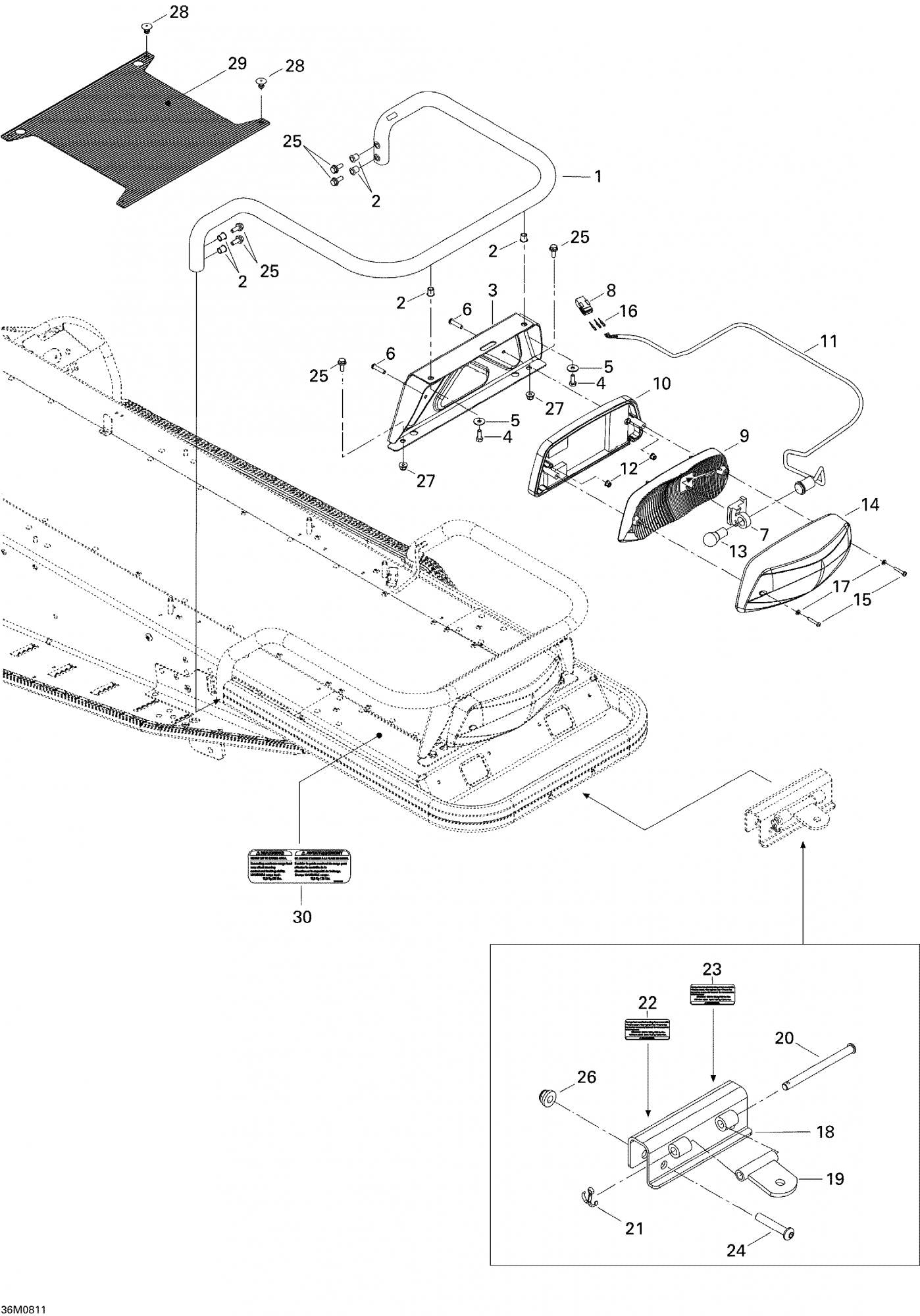 Fits 2007-2009 Ski-Doo EXPEDITION SPORT 550F / Expedition Sport V-800 Models Hitch, Black, OEM Part # 511000519