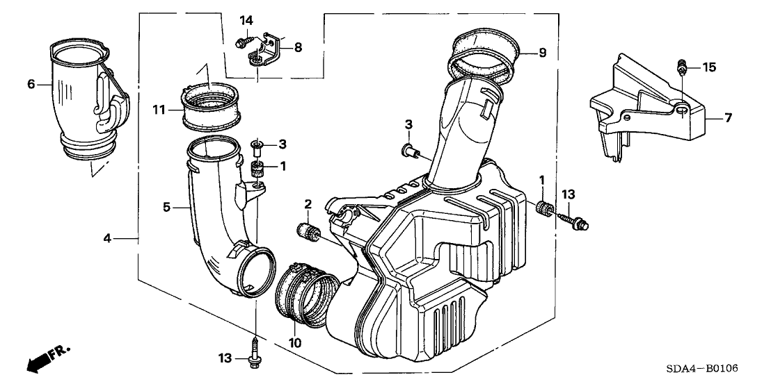 Honda New 2003-2007 Fits Honda Accord Tube B, Air Inlet, Part # 17244-RCA-A00