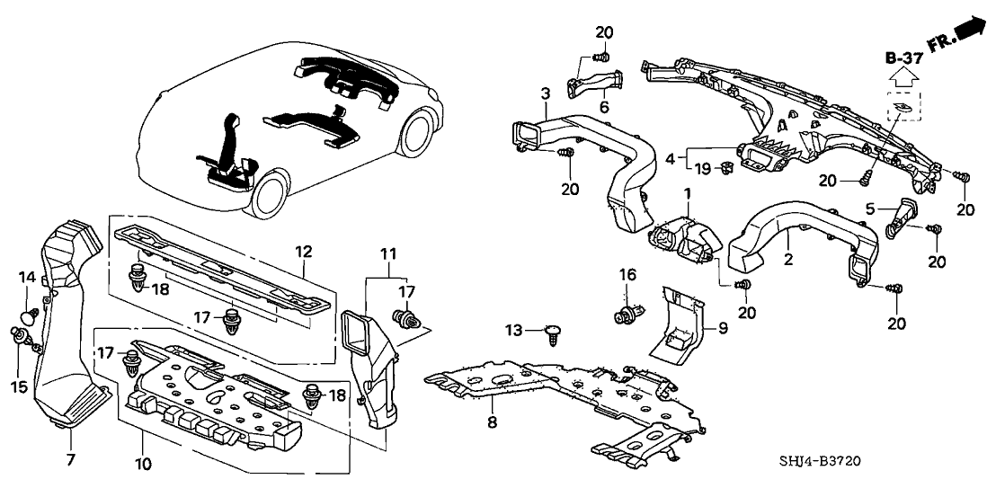 Honda New 2005-2007 Fits Honda Odyssey Outlet Assy., RR. Floor *YR239L* (KI IVORY), Part # 84619-SHJ-A01ZD