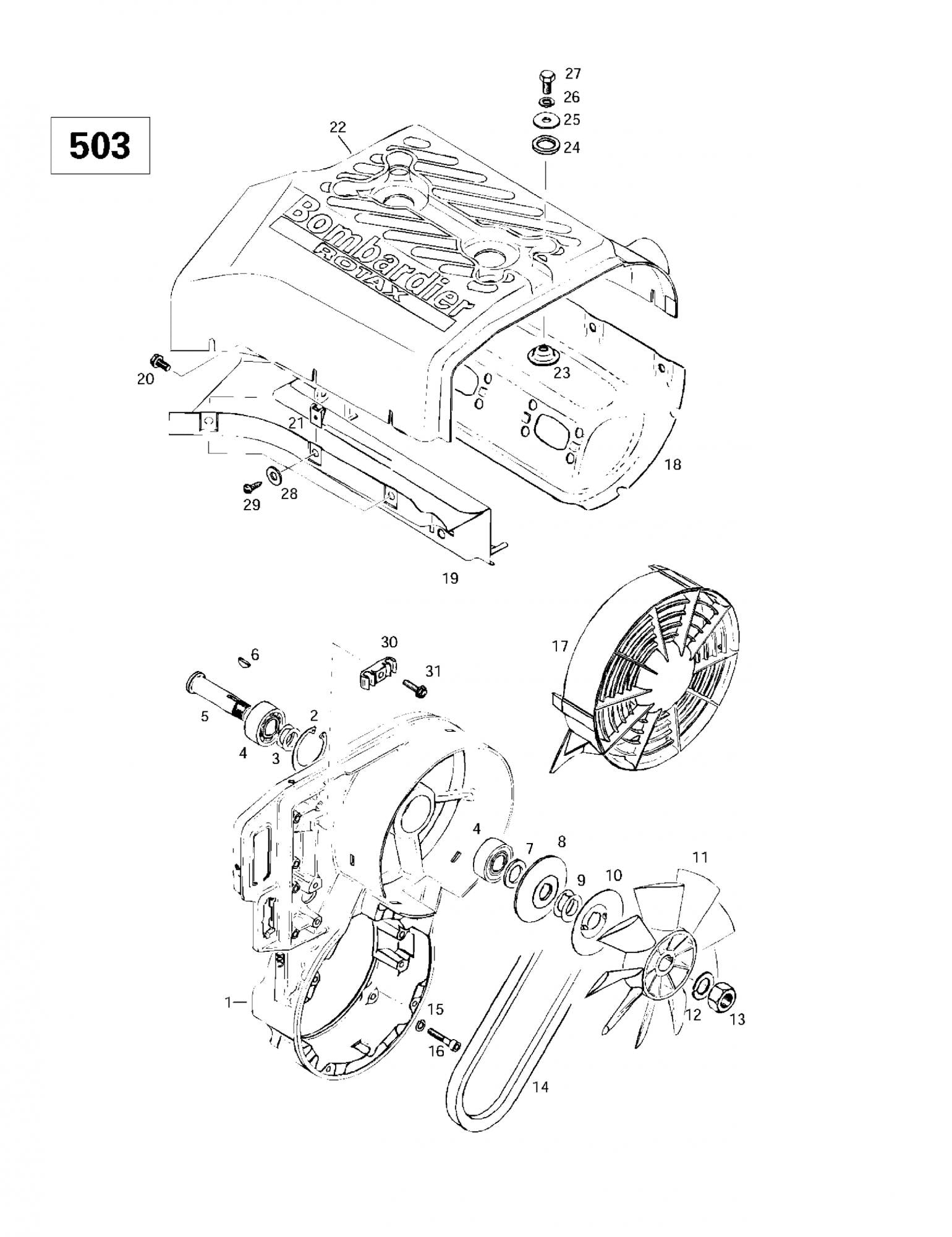Fits 1996-2007 Ski-Doo Formula Deluxe 380/500 / Formula Deluxe 500 F Models Fan Cover, OEM Part # 420975695