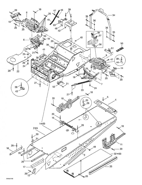 Fits 2000-2005 Ski-Doo Formula Deluxe 500/600/700 / Formula Deluxe 600/700 Models Tool Kit Bracket, OEM Part # 518322031