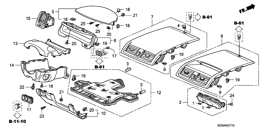 New 2003-2007 Fits Honda Accord Cover Assy., Instrument Driver(Lower) *NH167L* (GRAPHITE BLACK), Part # 77300-SDA-A01ZA