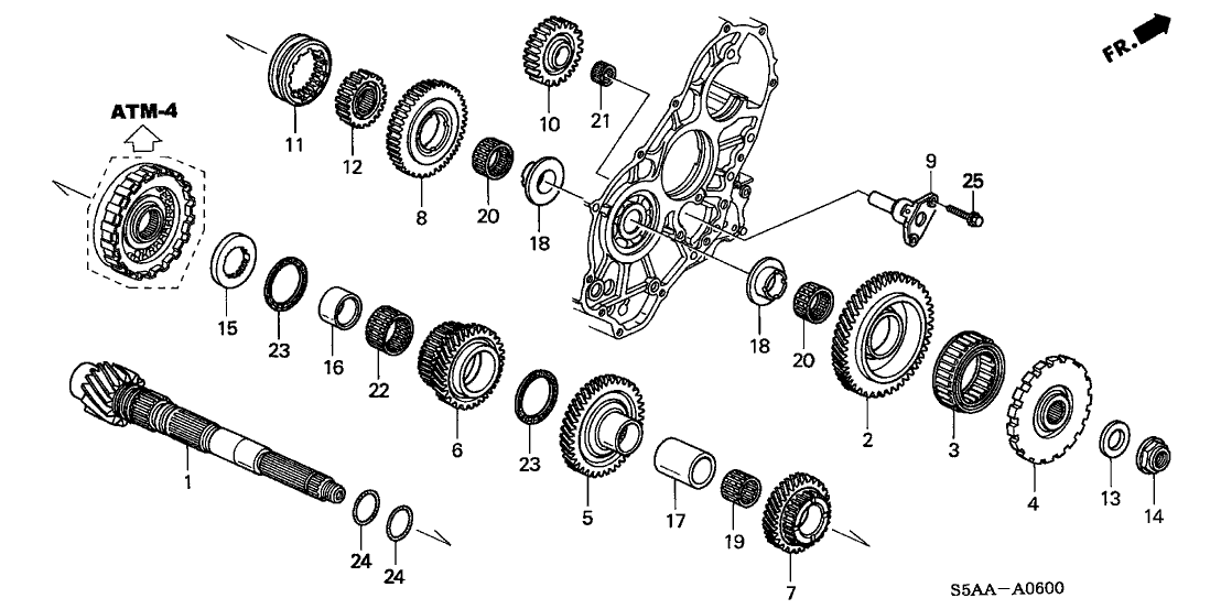 New 1996-2002 Fits Honda Civic Countershaft Second Gear, Part # 23441-P4P-A00