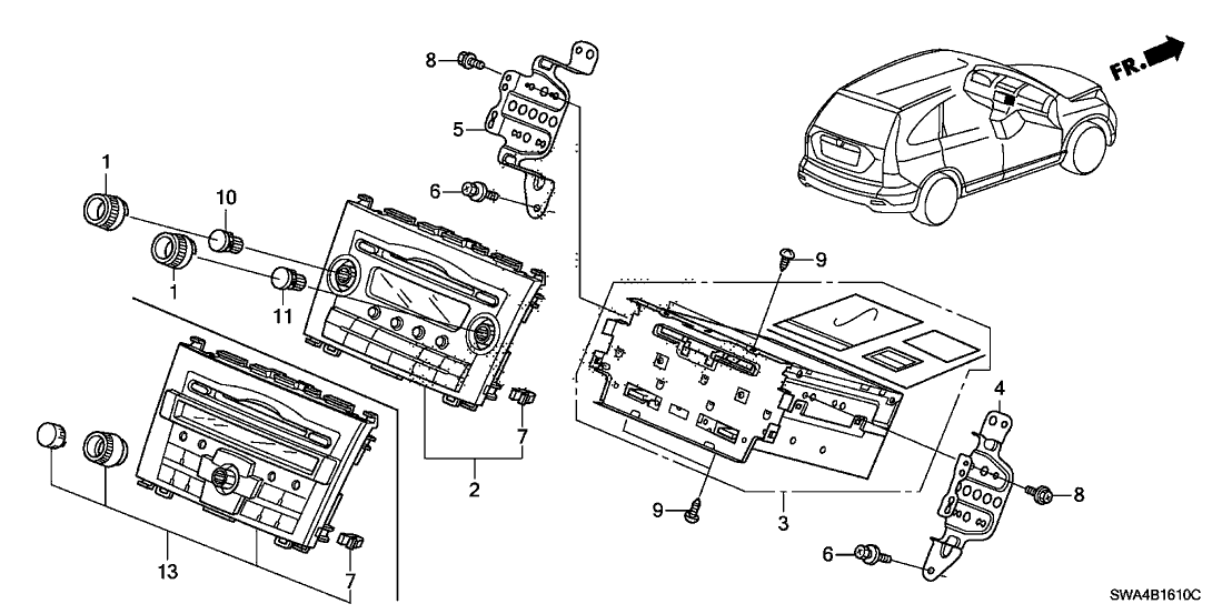 New 2010-2011 Fits Honda CR-V Chassis Assy. (6CD) (Matsushita), Part # 39107-SWA-A02
