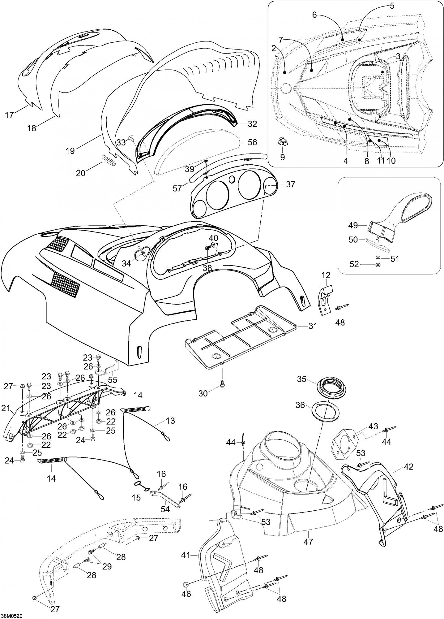 Fits 2004-2005 Ski-Doo Expedition 4-TEC / Expedition 600 H.O. SDI Models Indicator Support, OEM Part # 605351374