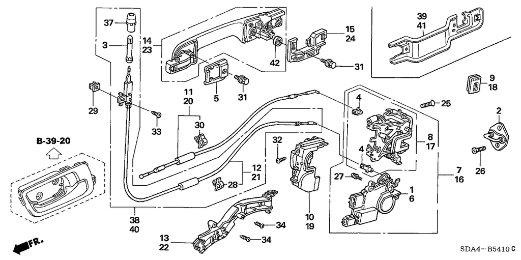New 2003-2007 Fits Honda Accord Protector, L. RR. Door Cable, Part # 72679-SDA-A00