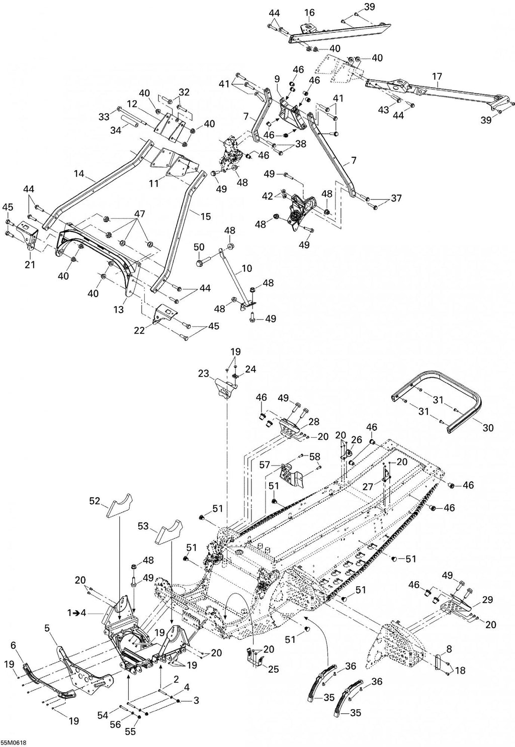 Fits 2005-2007 Ski-Doo Mach Z 1000 SDI / Mach Z 1000 SDI Adrenaline & X Models LH Front Brace, OEM Part # 518324286