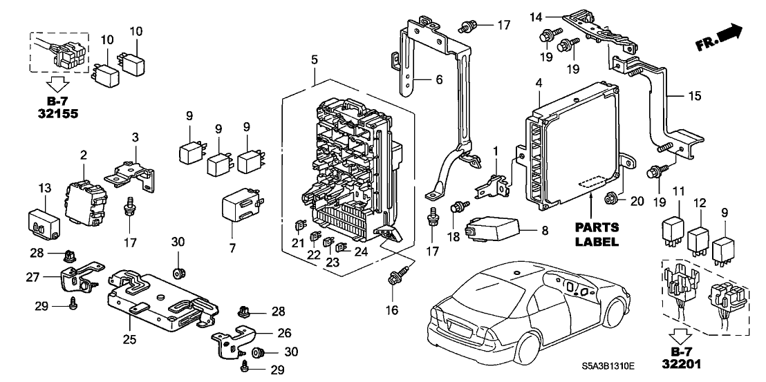 Honda New 2002 Fits Honda Civic Engine Control Module (Rewritable), Part # 37820-PLM-L04