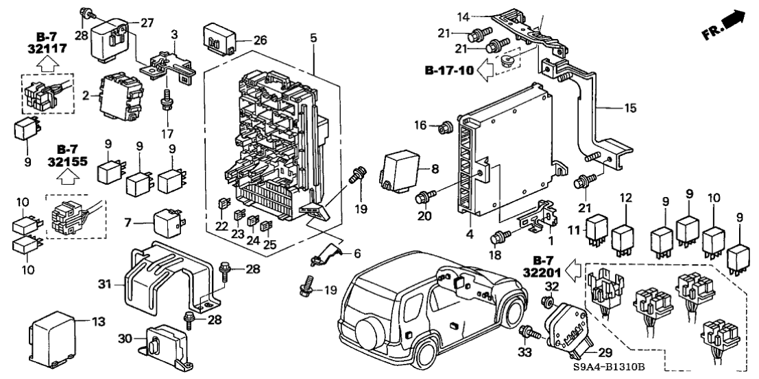 New 2002-2004 Fits Honda CR-V Bracket, Cruise & Security Unit, Part # 36701-S9A-A00